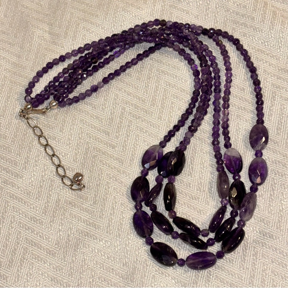 Jay King DTR 925 Necklace Amethyst Multi Strand Sterling Silver Purple - Picture 6 of 13